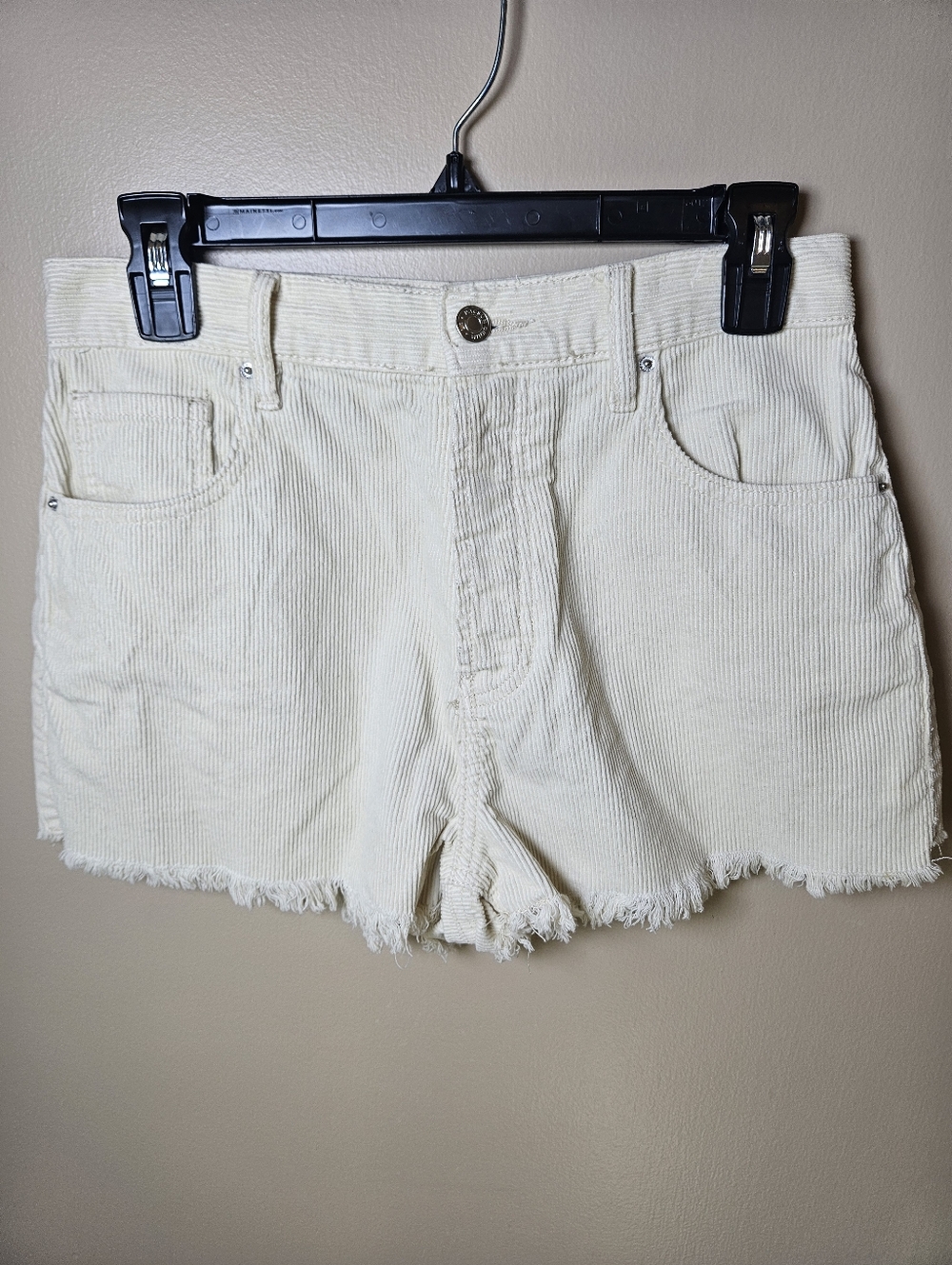 PacSun Beige Vintage High Rise Corduroy Butterfly Raw Hem Shorts Size 28 NEW